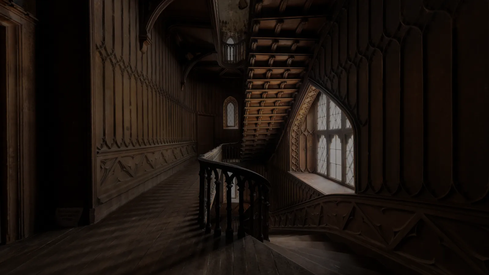 Charleville Castle spiral staircase render - 3D scan captured for the Extraordinary film