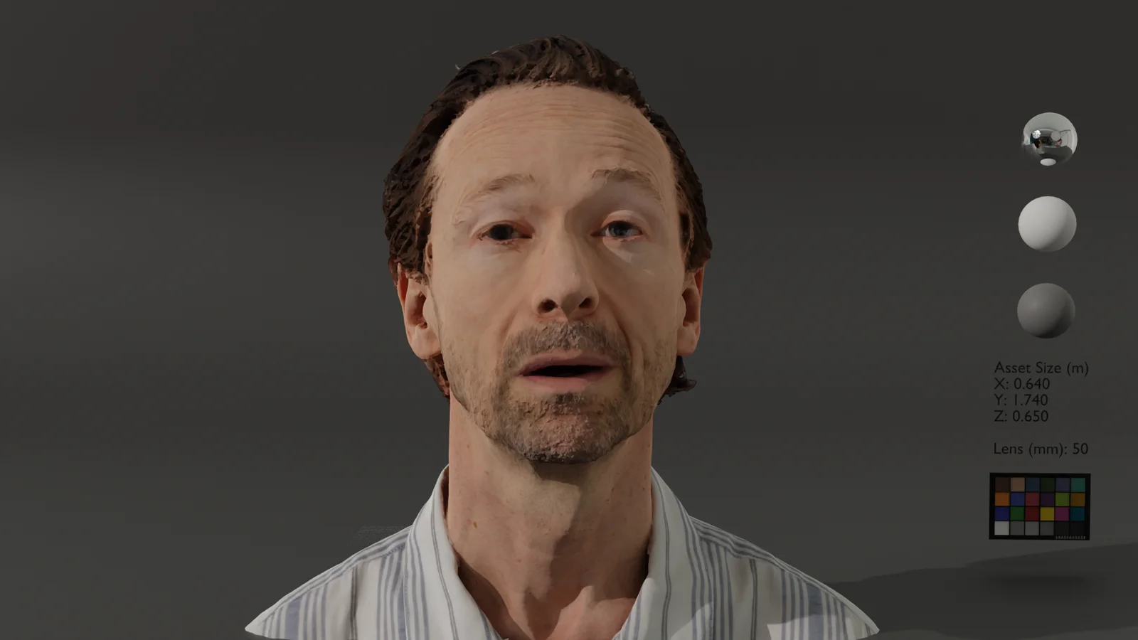 Head and shoulders digi-double render of James