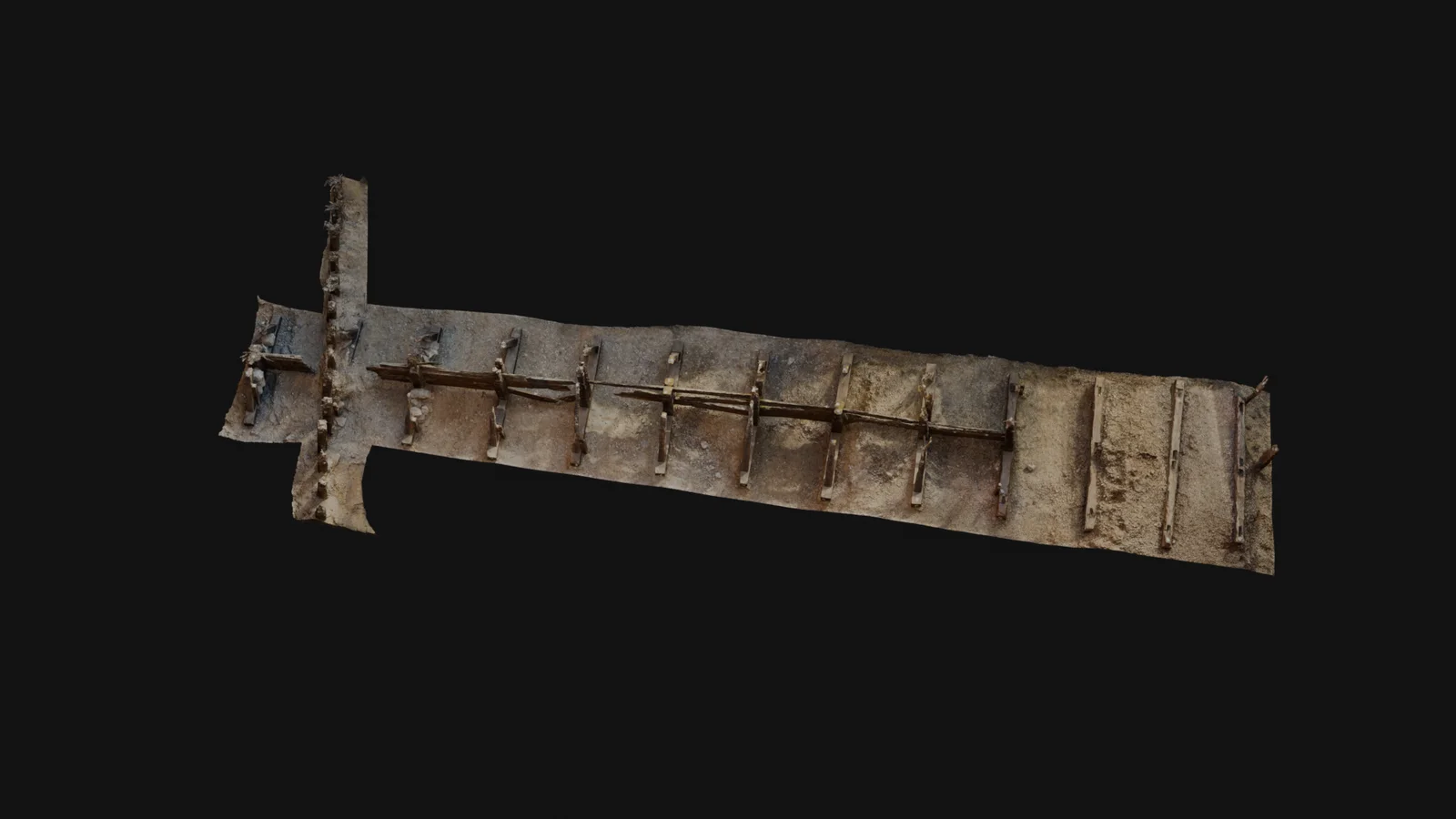 Isolated model of the timber groyne lifted out of its surroundings
