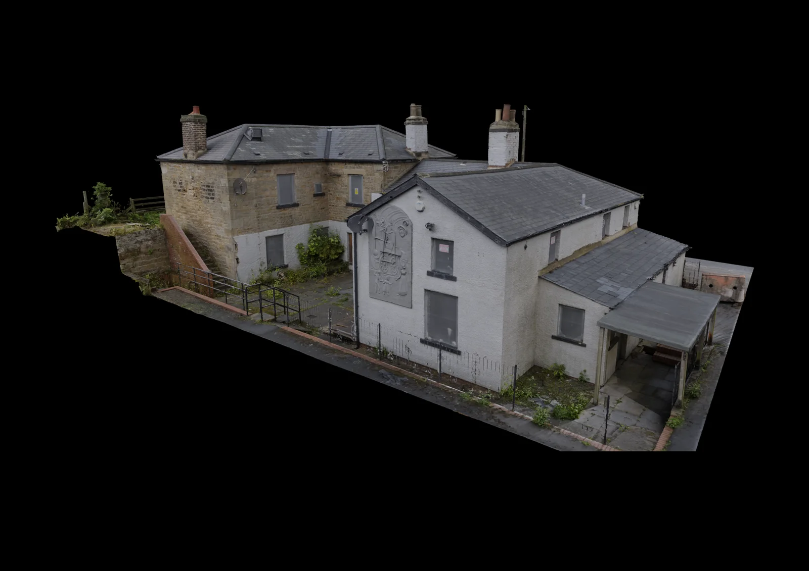 Side view of the station model with the later extension