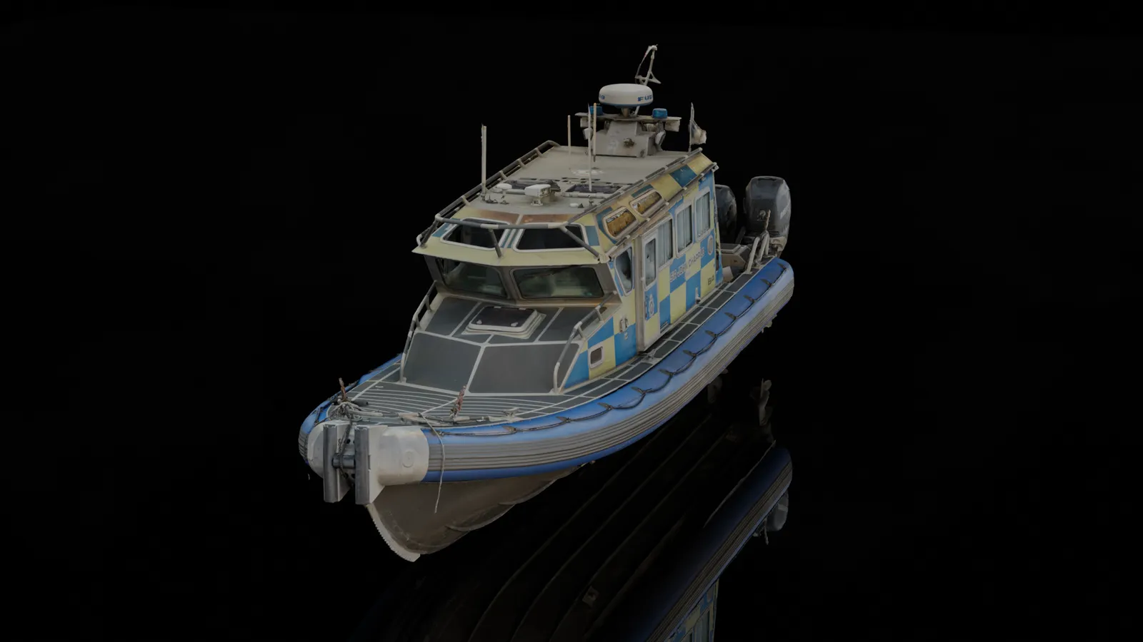 Three-quarter render of the launch showing the damaged side