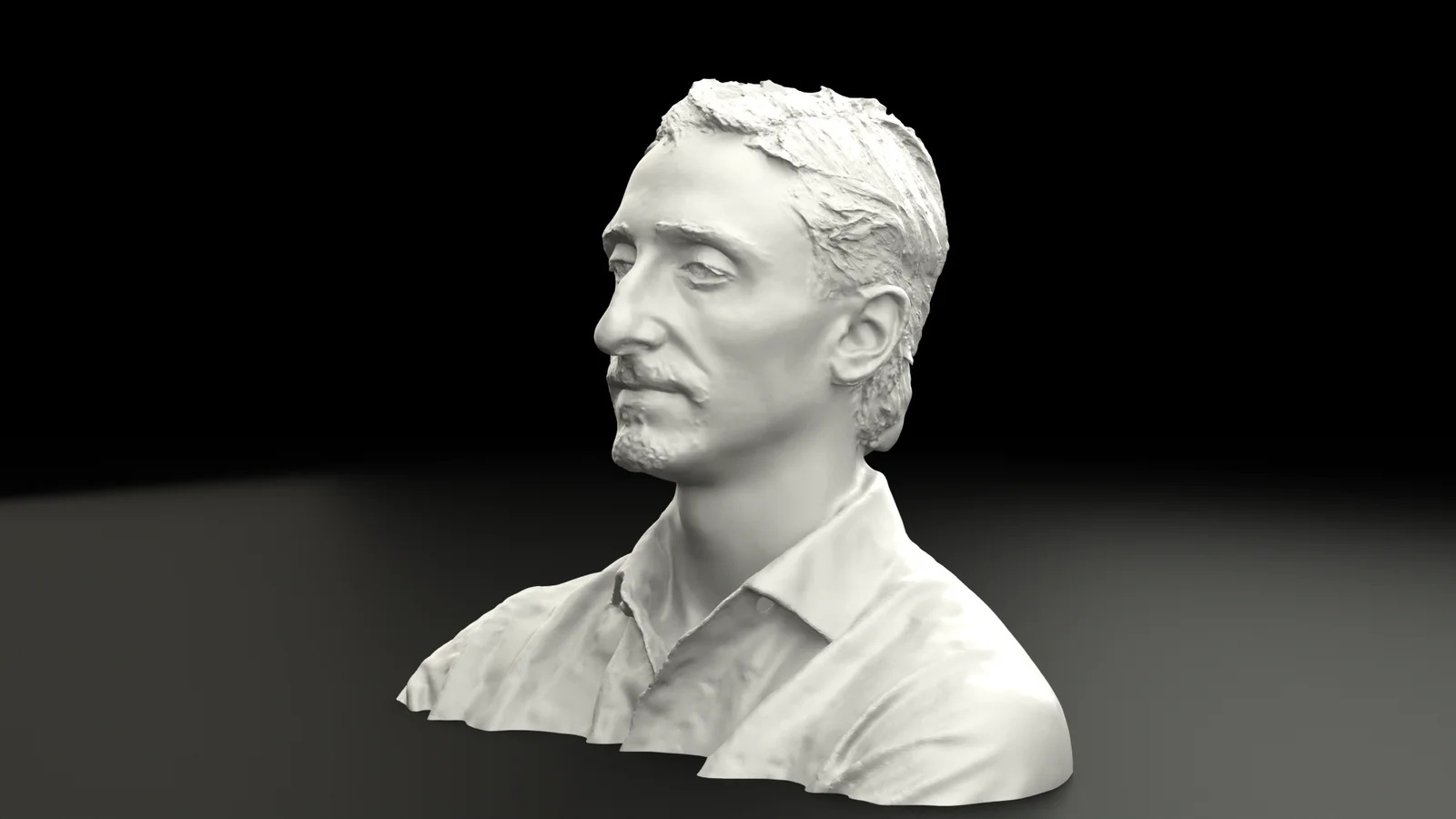 Untextured clay render of the actor's digital double