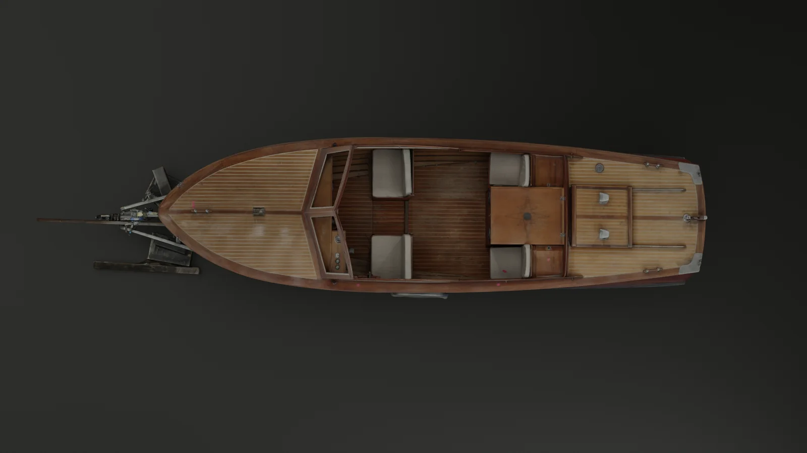 Textured render of the speedboat from above