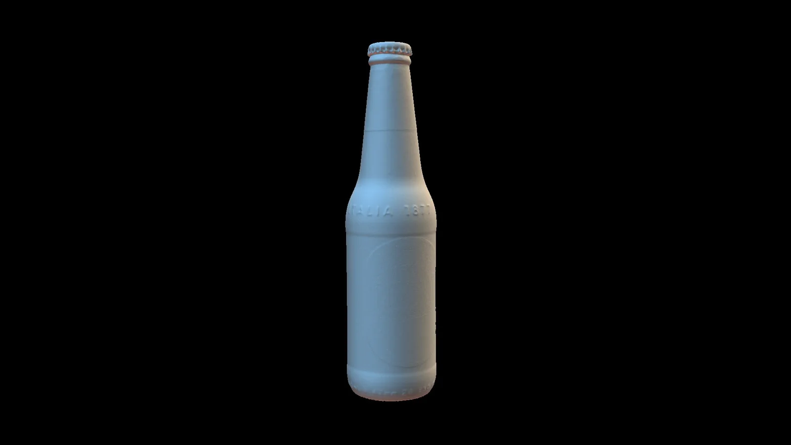 Untextured clay render of the Poretti bottle