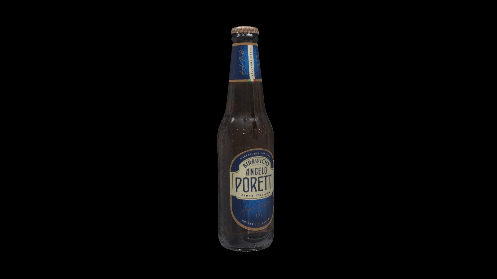 Textured render of the Poretti bottle