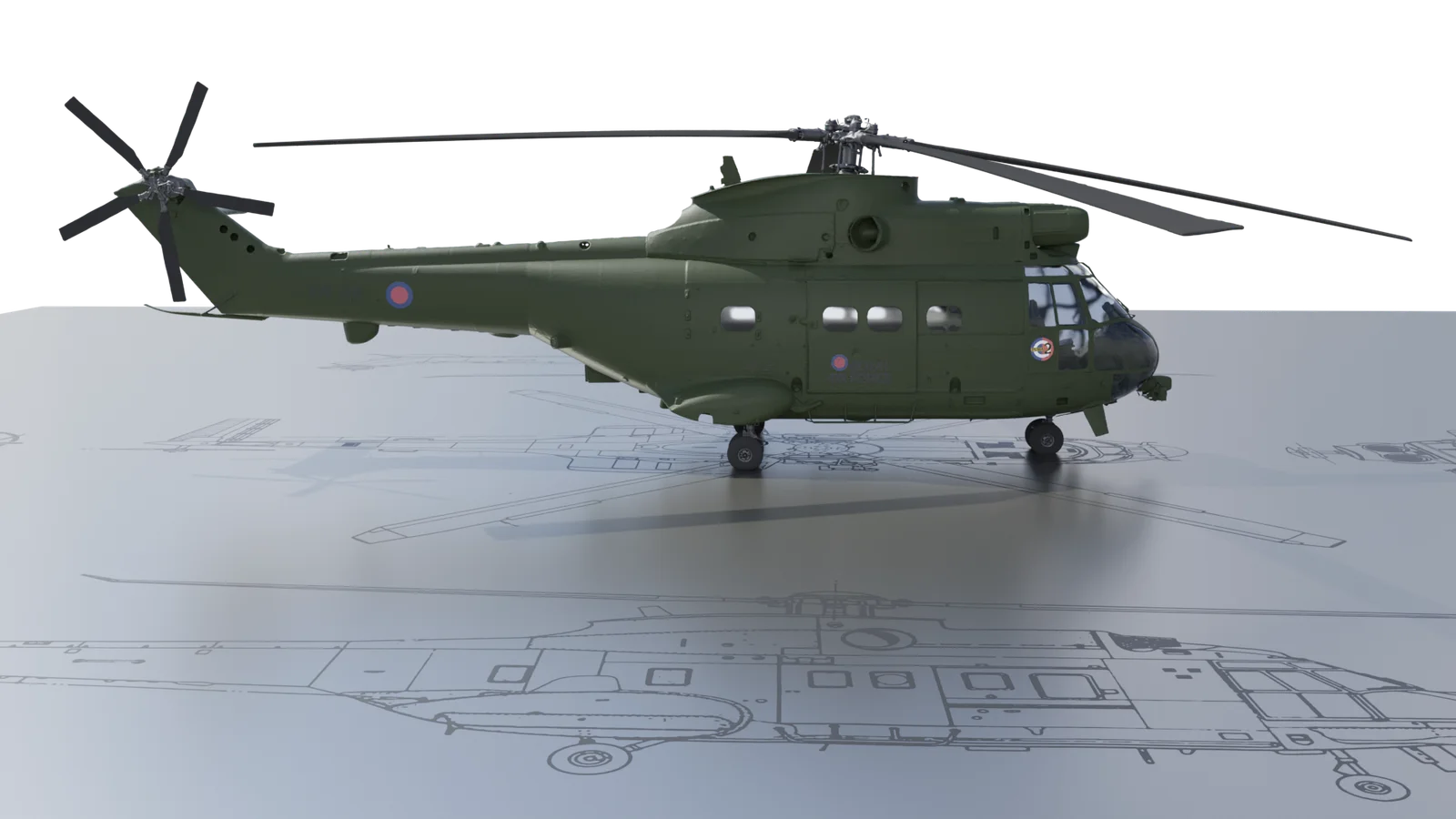 Front three-quarter render of the aircraft