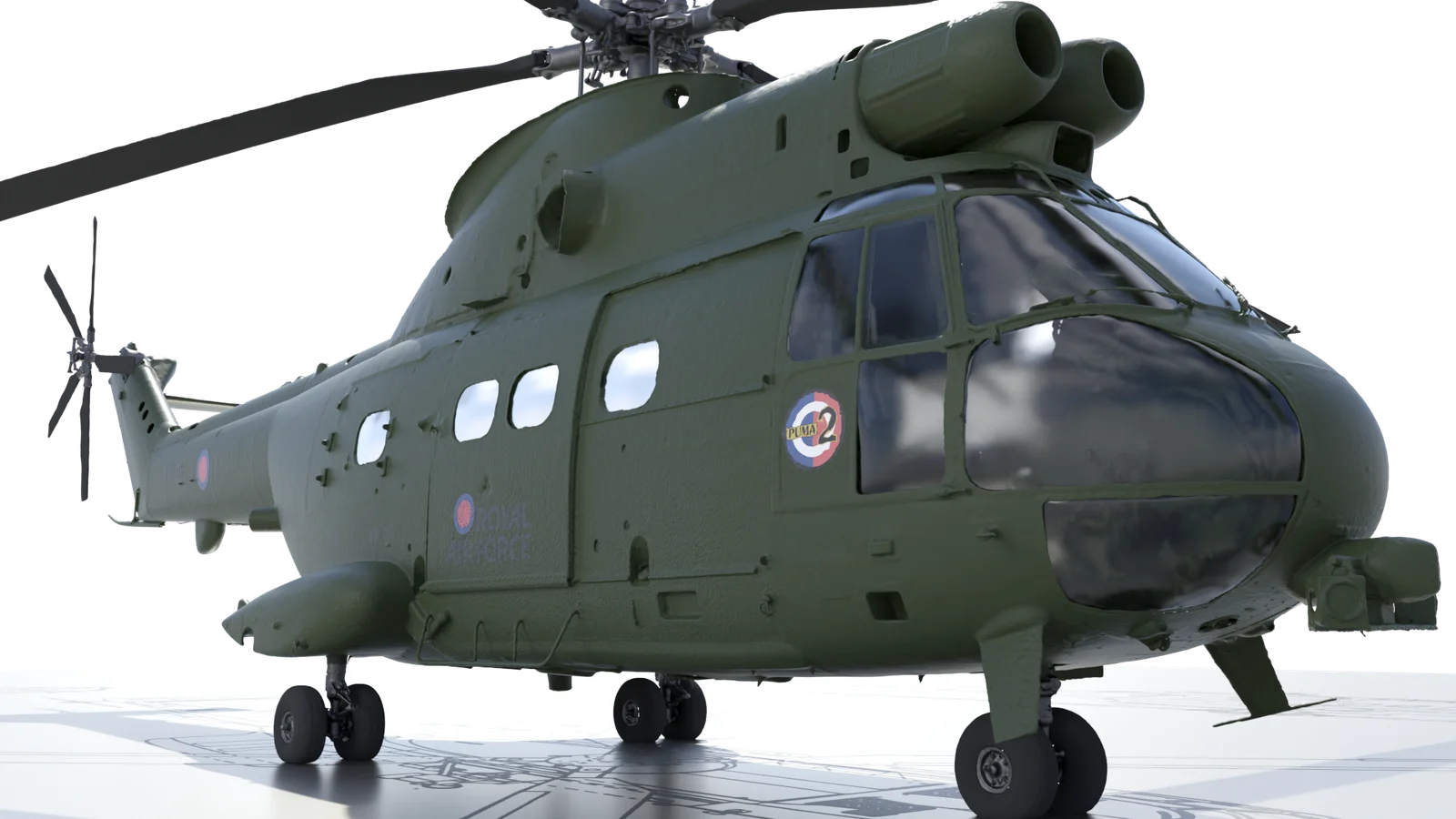 Close render of the nose and cockpit glazing