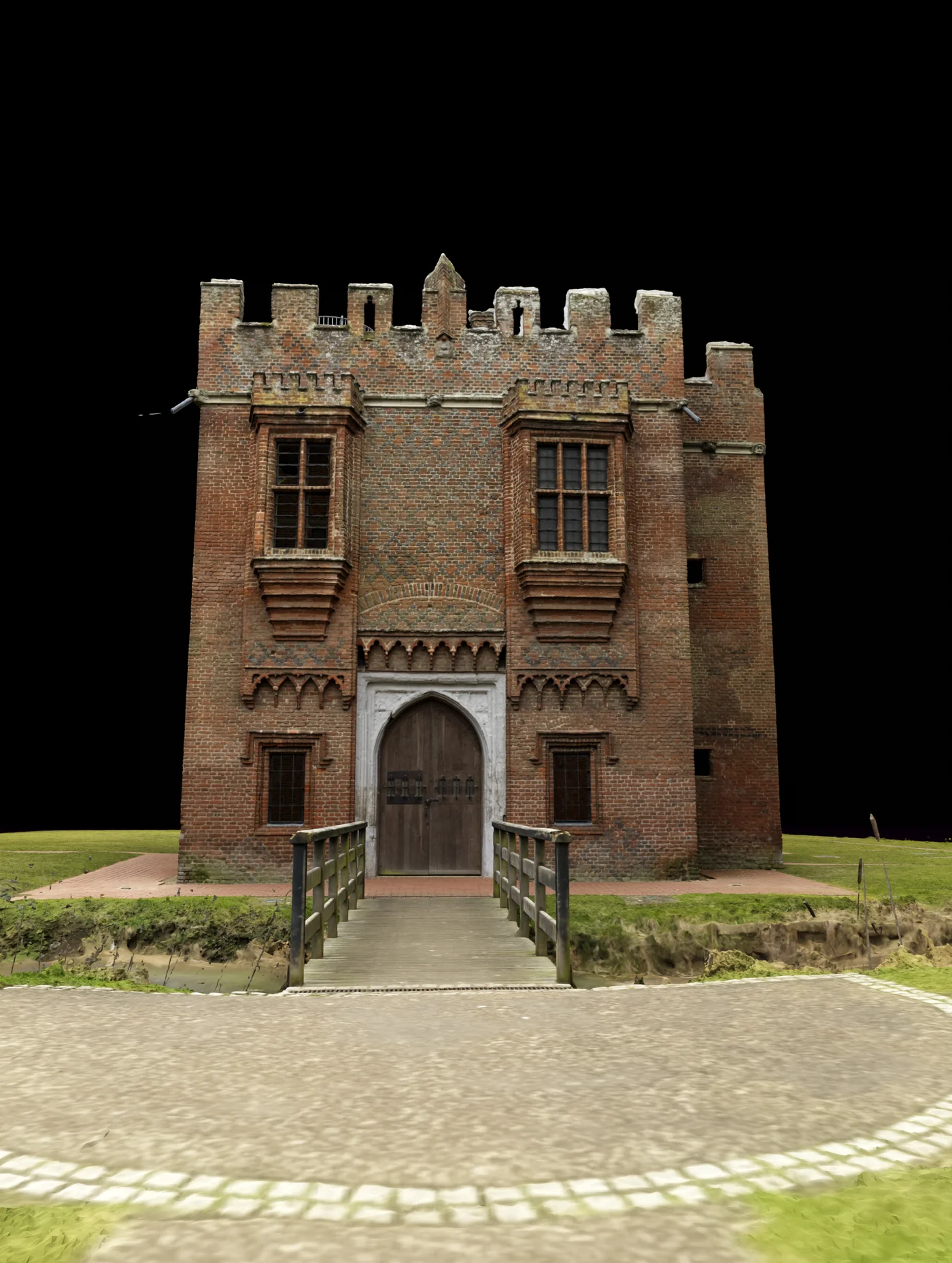 Textured render of the gatehouse front elevation