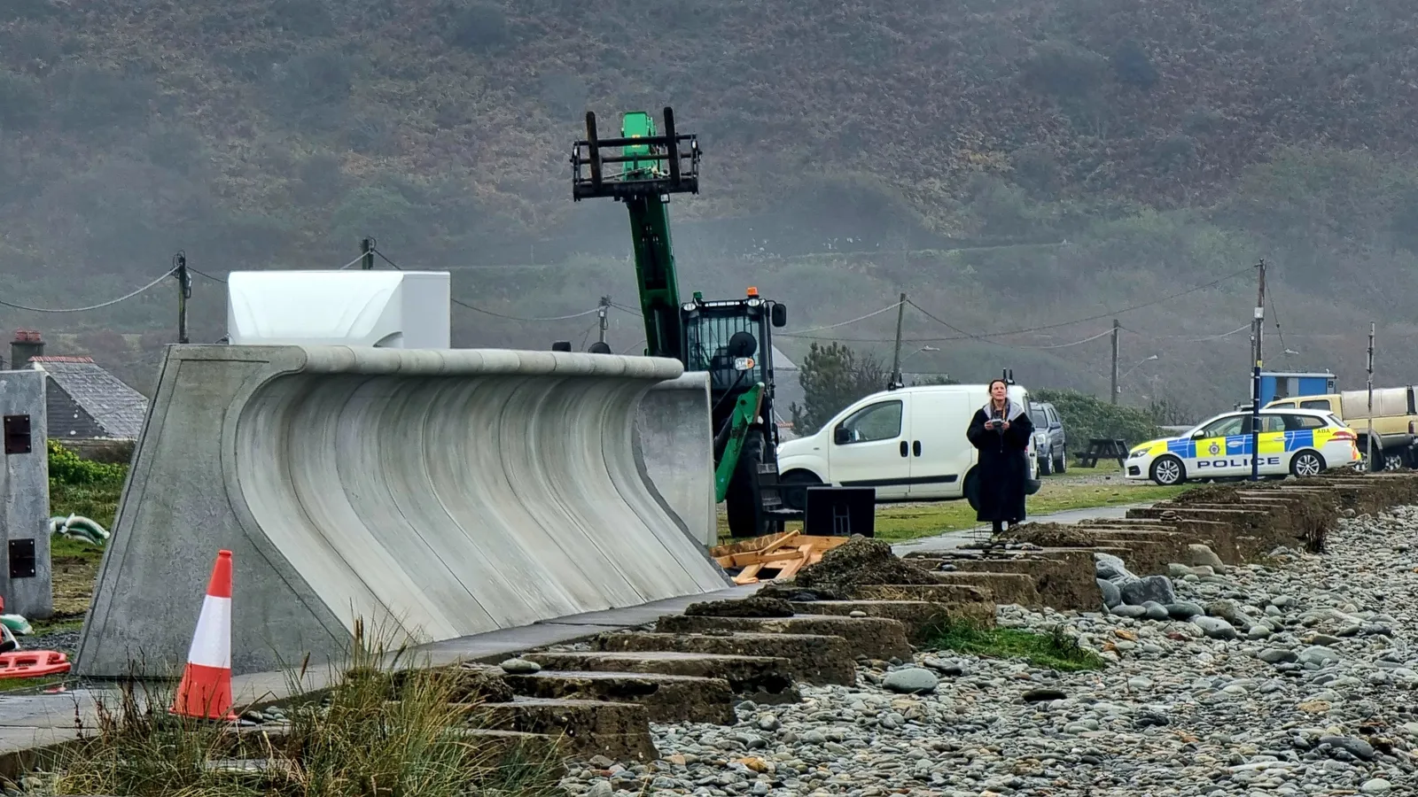 Behind the scenes in Fairbourne - concrete sea defences being installed along the Welsh coast