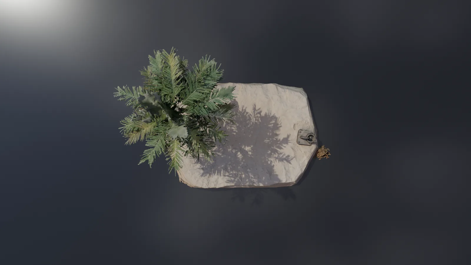 Textured render of the desert island set seen from above
