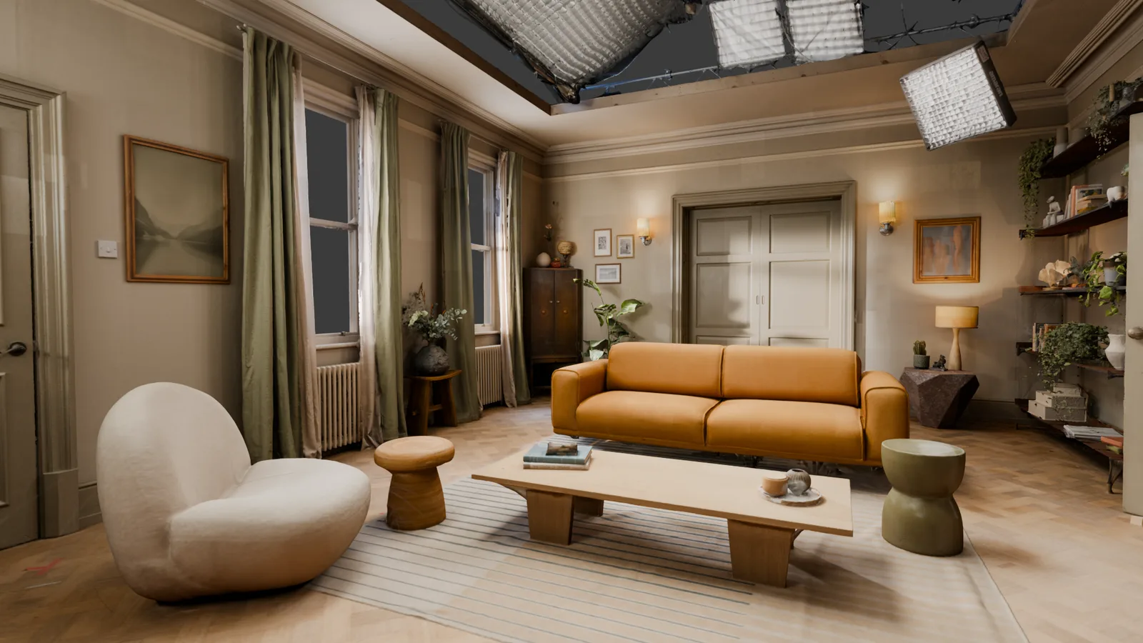Textured render of the living room set