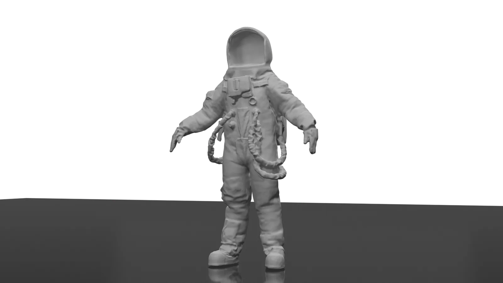 Untextured clay render of the space suit